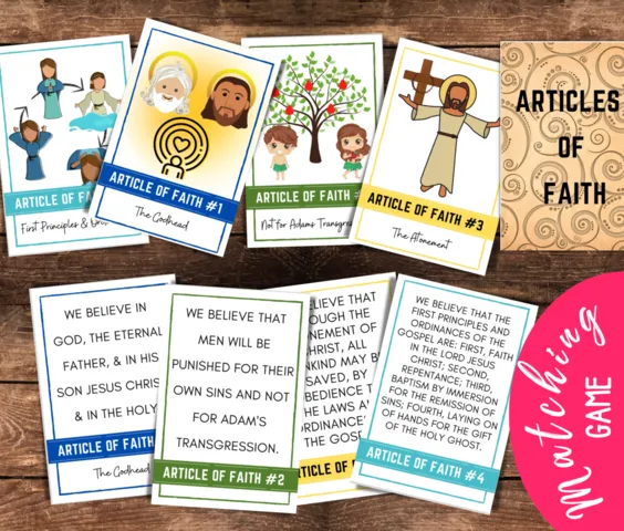 articles of faith lds matching card game lds articles of faith