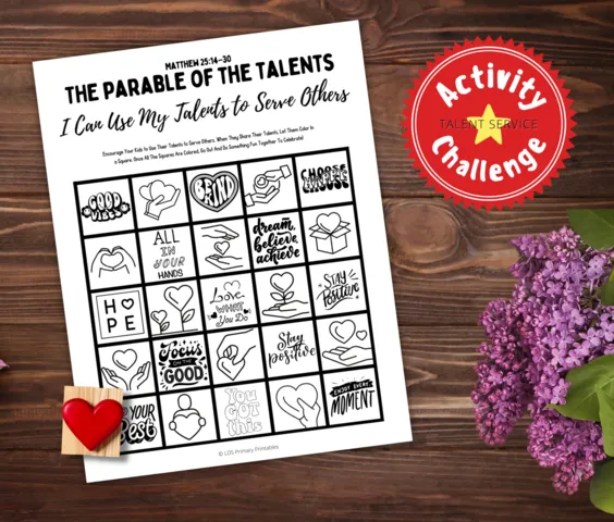 parable of the talents kids service printable challenge activity