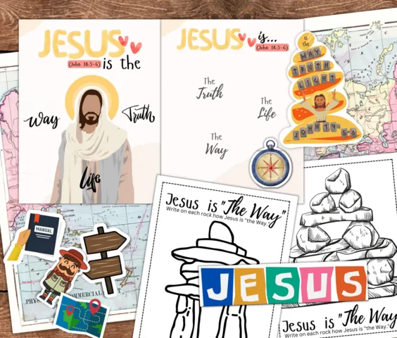 Jesus is the Way Kids Bible Lesson folder game and  John 14:5-6  craft