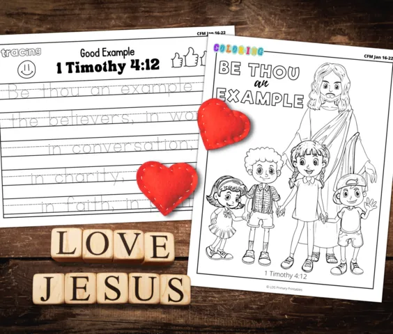 1 Timothy 4:12 scripture trace and coloring pages