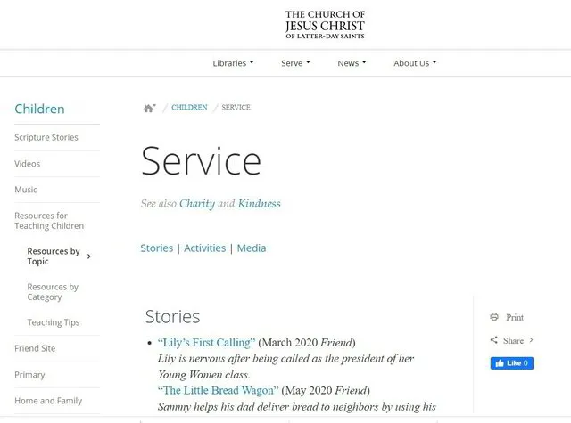 service lds church jesus christ resources for kids