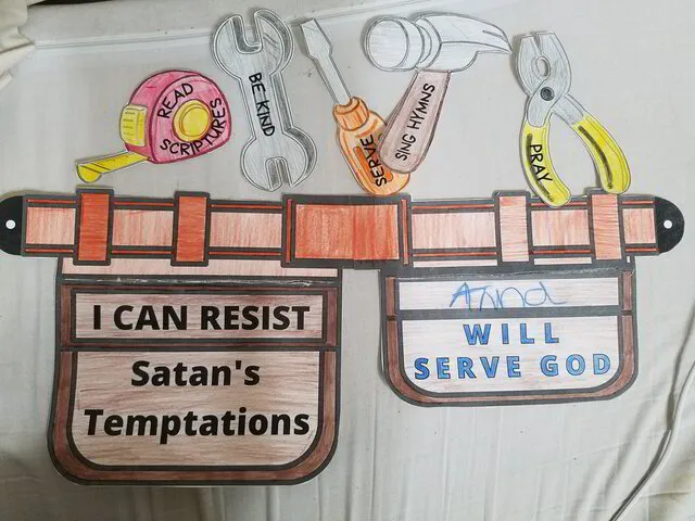 temptations toolbelt kids bible lesson craft lds come follow me families primary resist temptation lesson