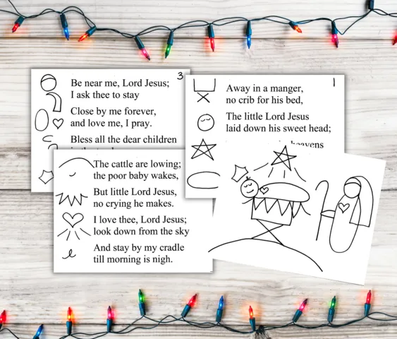 away in a manger shapes draw primary singing time activity