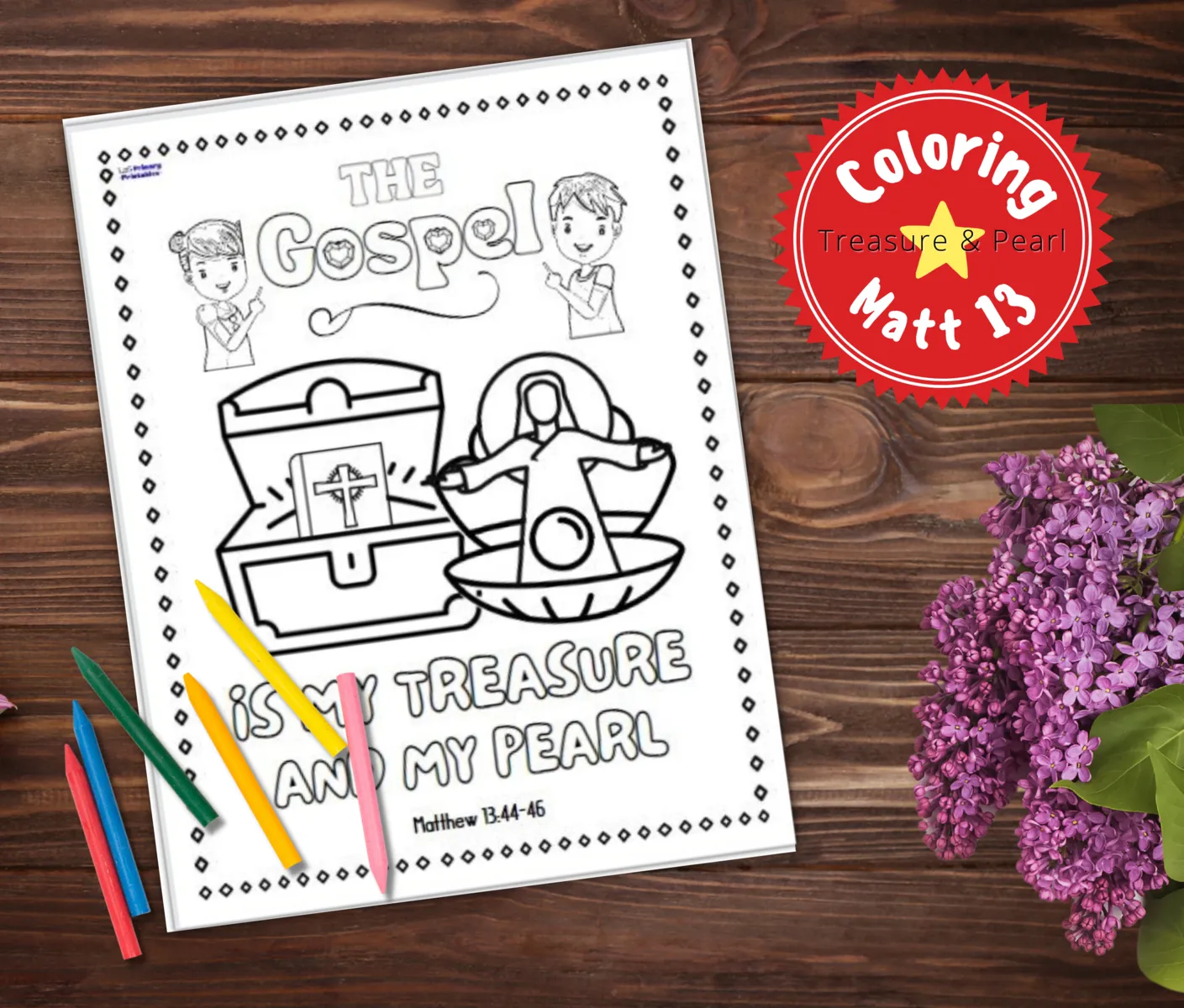 parable of the hidden treasure and pearl of great price kids bible coloring page printable