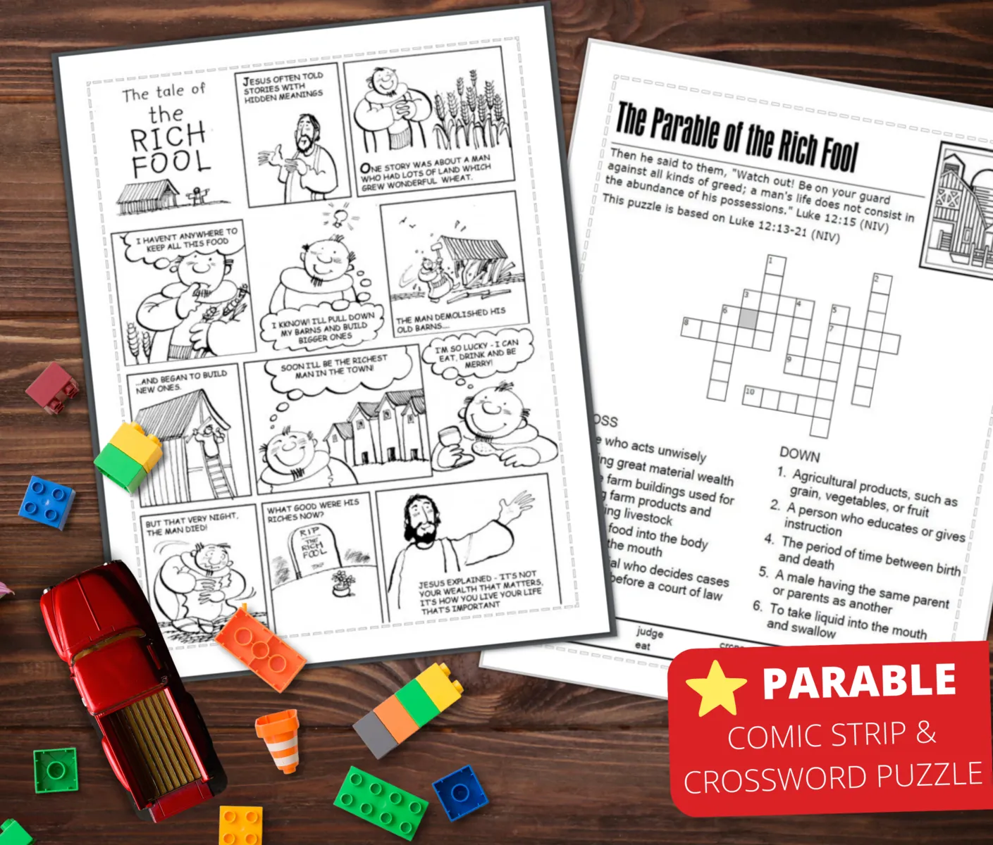 parable of the rich fool bible lesson activities and printables for kids