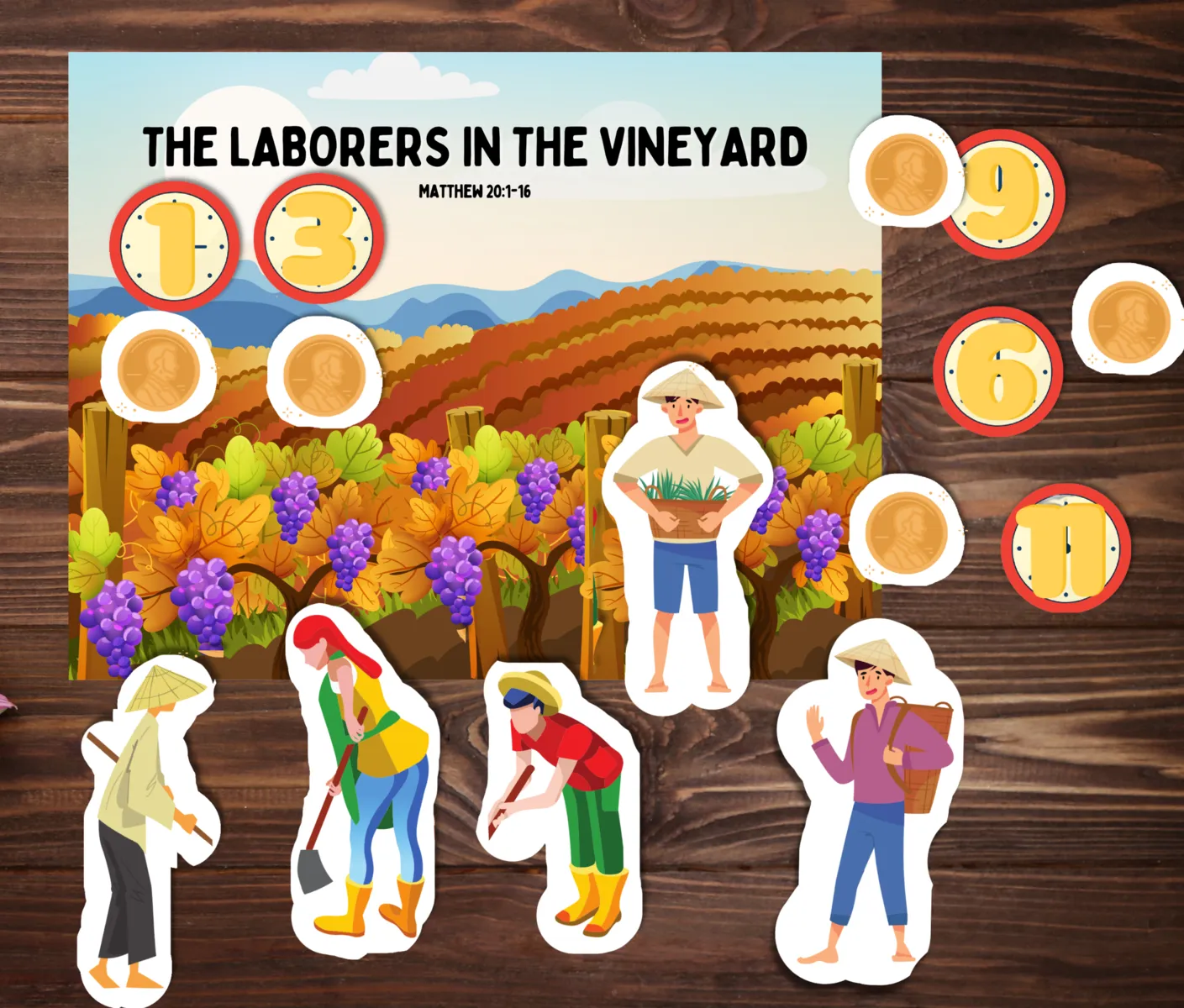 laborers in the vineyard parable kids bible printable 