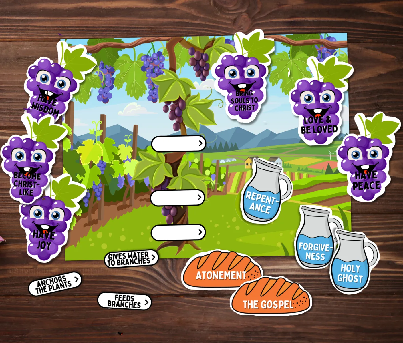 vine and branches parable john bible lesson printable for kids