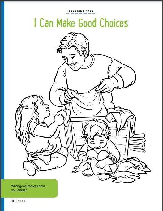 I can make good choices bible coloring page come follow me
