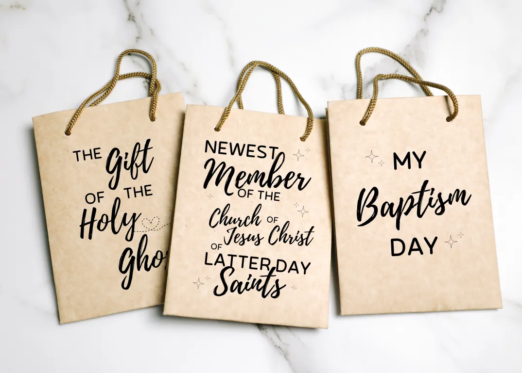 baptism gift bag labels lds baptism gift for kids