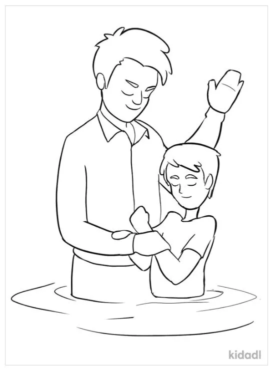 boy being baptized coloring page