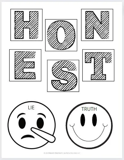 honest free coloring page for kids