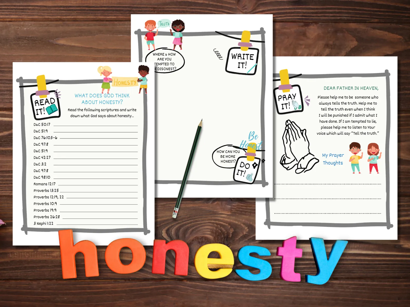 honesty church activity printable for kids
