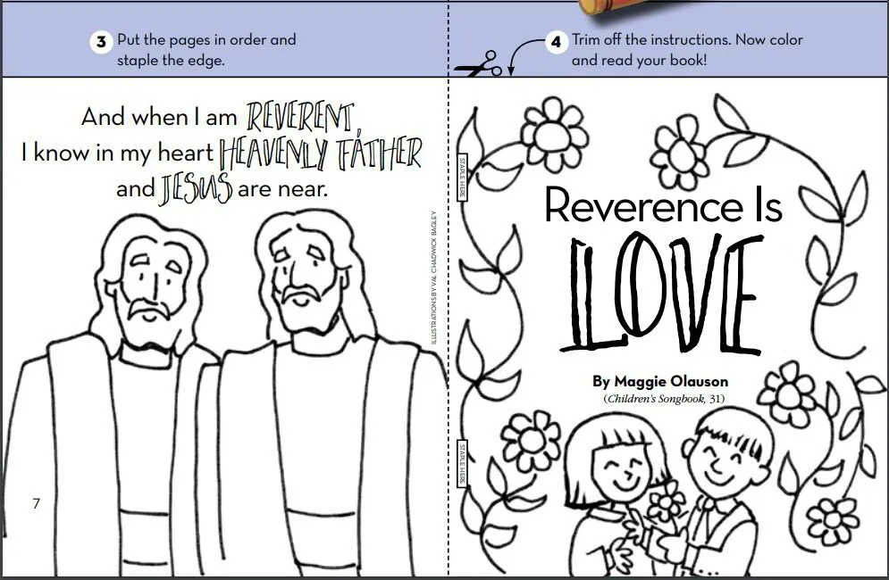 reverence is love lds primary song coloring booklet kids craft printable