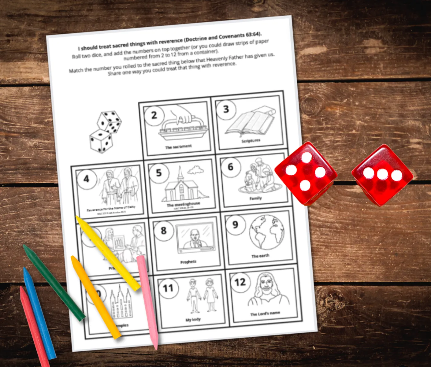 treat sacred things with reverence kids game printable freebie