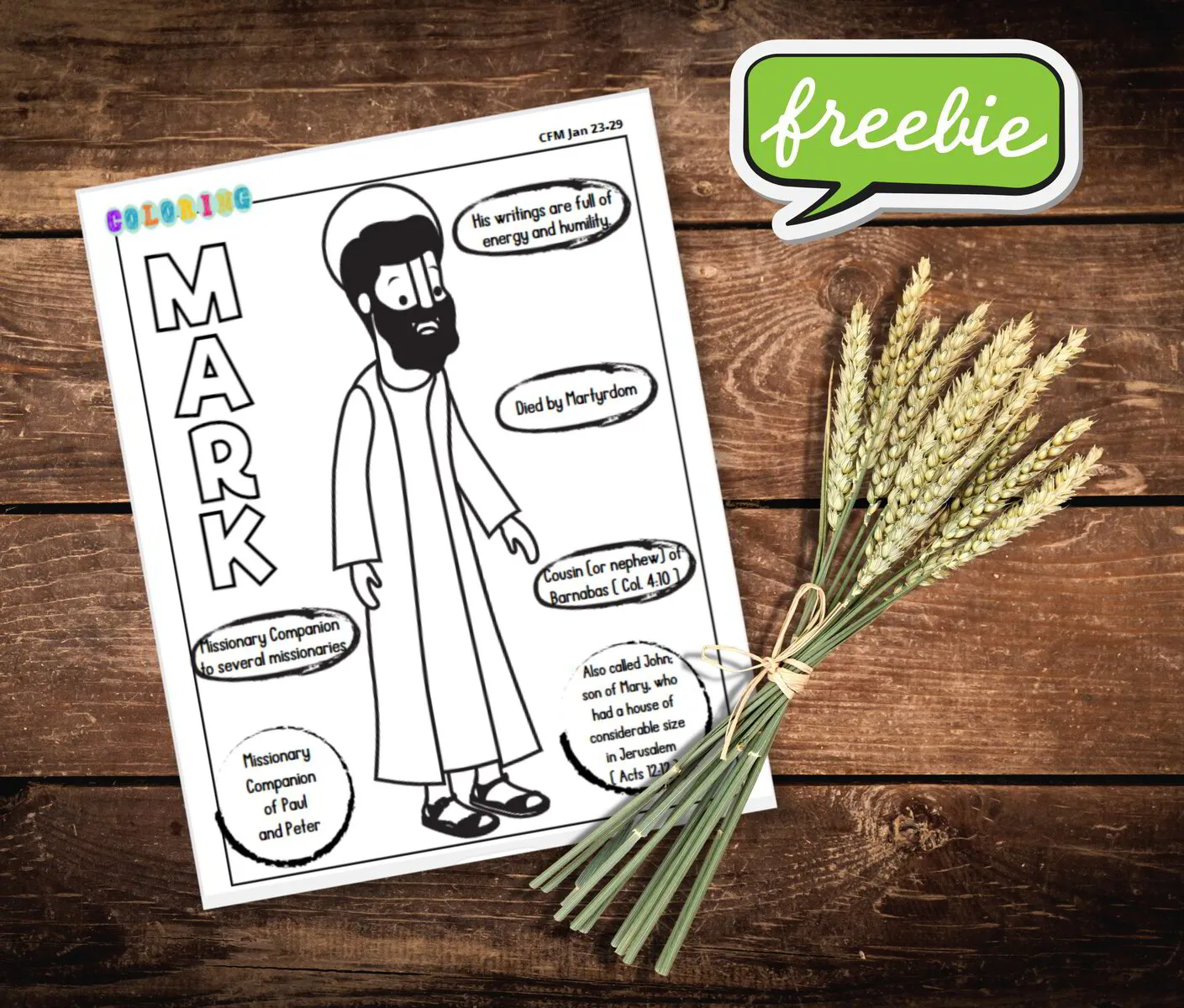 Apostle Mark bible coloring page for kids 