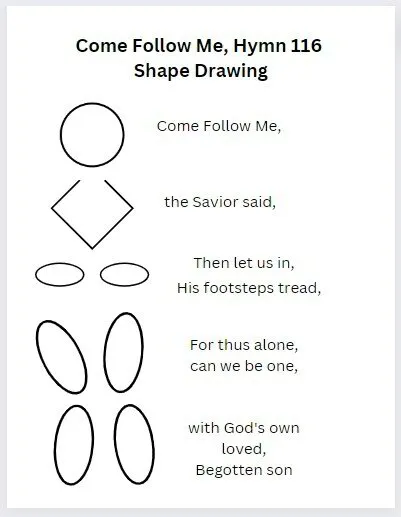 lds hymn 116 come follow me primary singing time ideas shape drawing