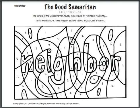 good samaritan bible lesson and printables for kids
