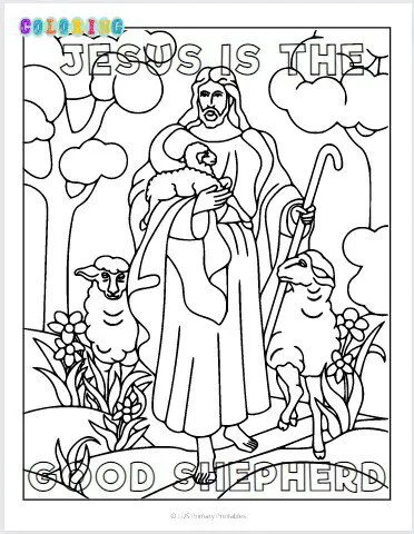 jesus is the good shepherd free kids bible coloring page