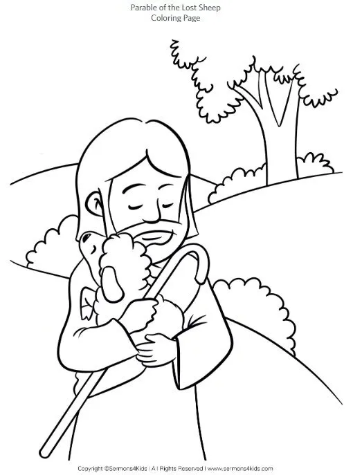 parable of lost sheep free kids bible coloring page