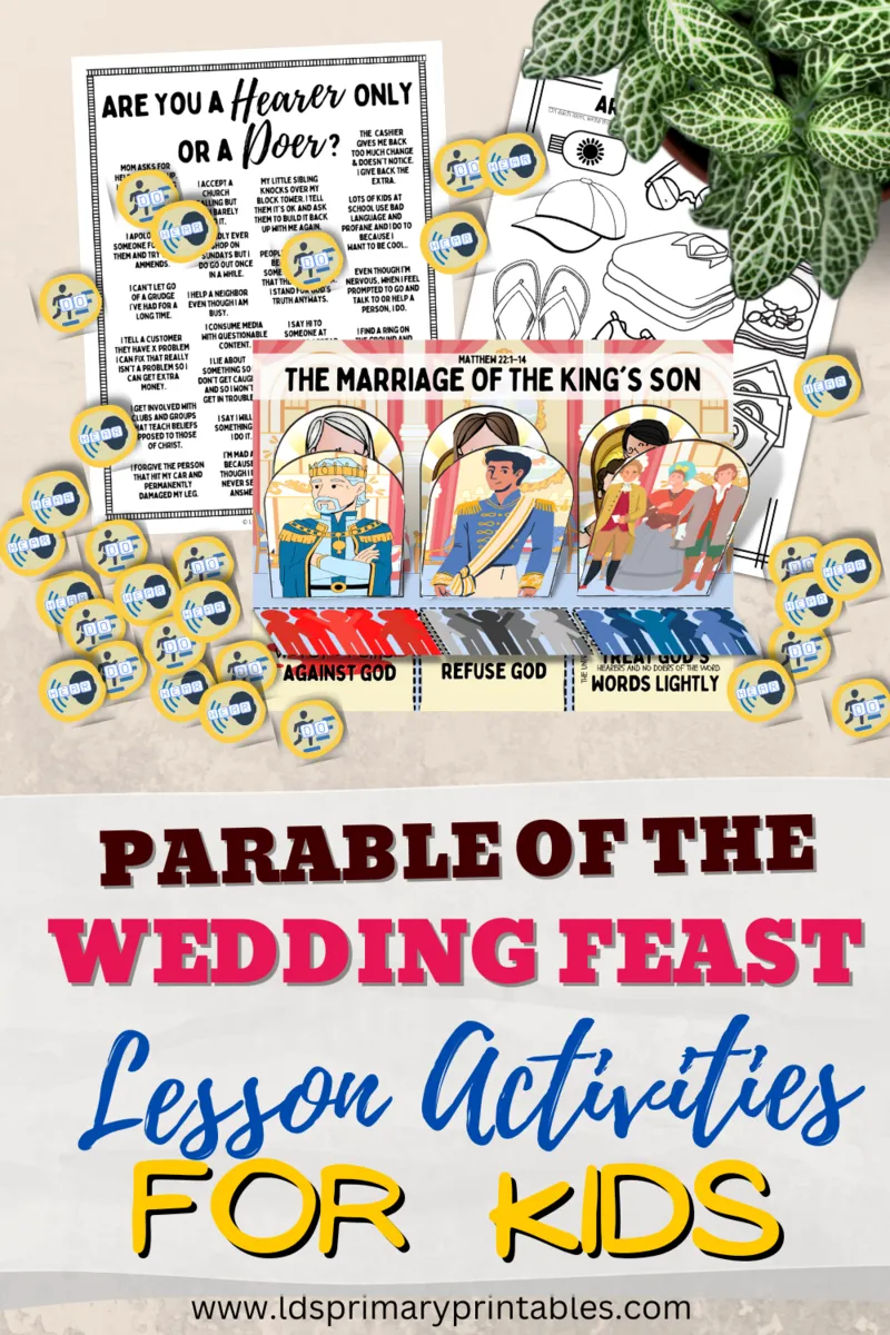parable of the wedding feast, parable of the king's son, matthew parables kids bible lessons and activities