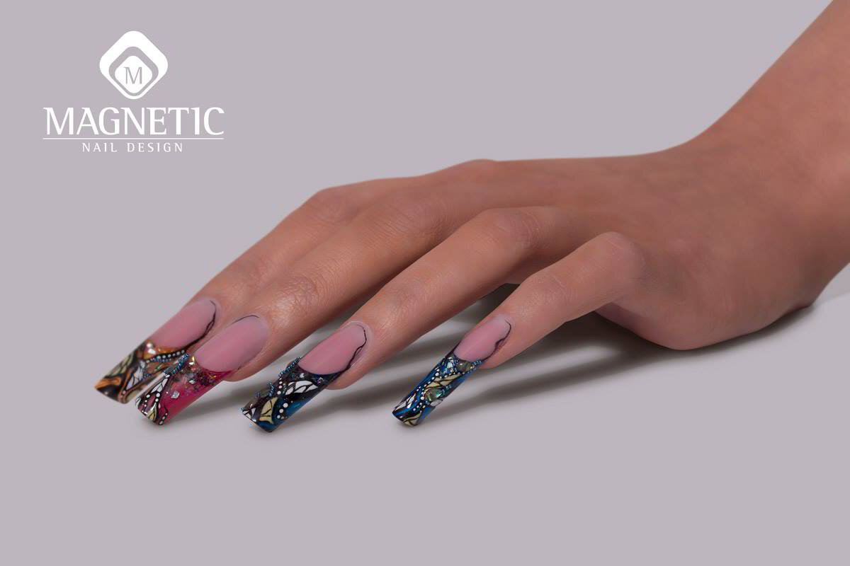 Navy magnetic nail art you NEED to try | Nail art, Painted nail art, Nails