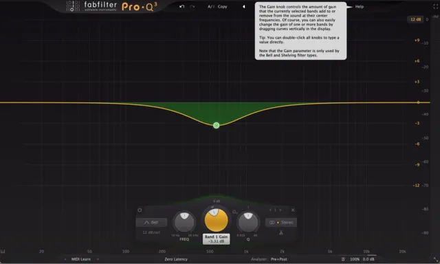 Fabfilter Pro-Q 3 Demonstrating Volume