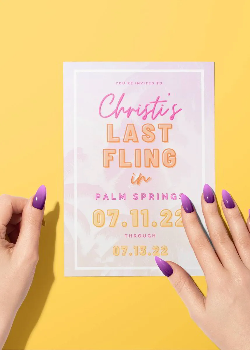 Last Fling in Palm Springs Bachelorette Party Invitation - Canva Template
