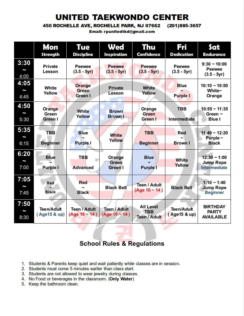 Class Schedule Learn More About Our Class Schedule