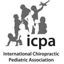 The International Chiropractic Pediatric Association logo portrays silhouettes of children and adults, highlighting their focus on chiropractic care for all ages.