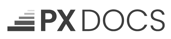 This is a minimalistic and modern logo, the name 'PX DOCS