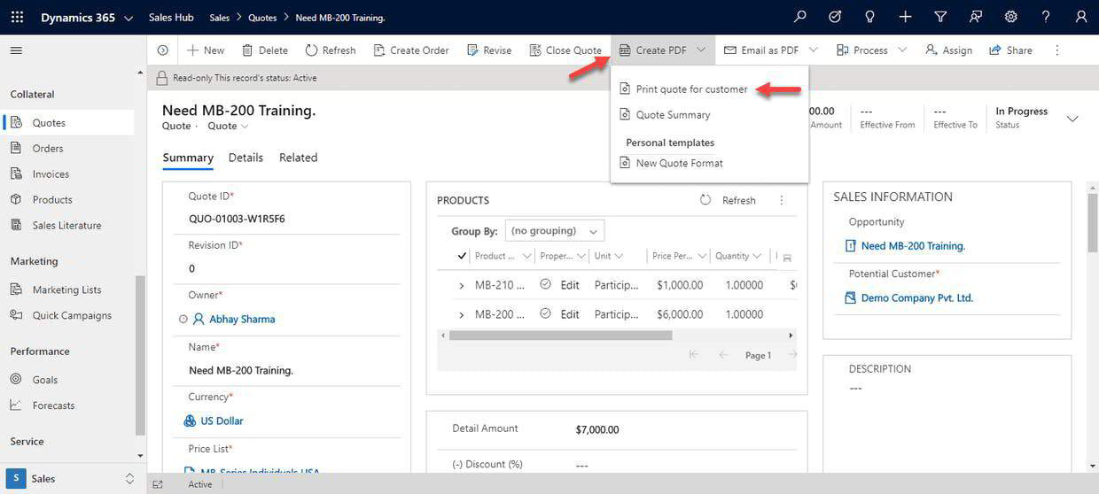 How To Activate A Quote In Microsoft Dynamics 365