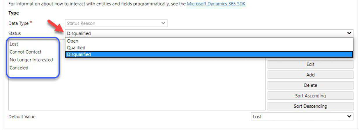 Lead Status Reasons In Microsoft Dynamics 365