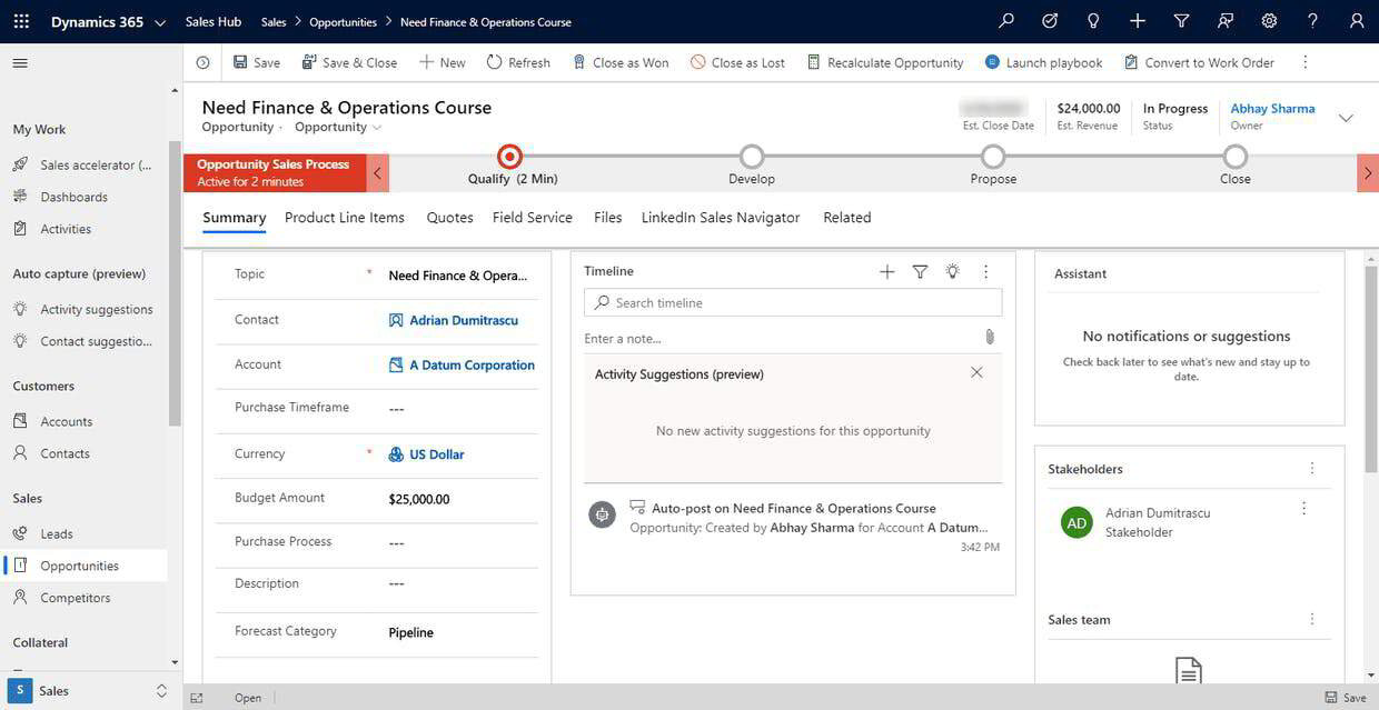 How To Create Opportunities In Microsoft Dynamics 365