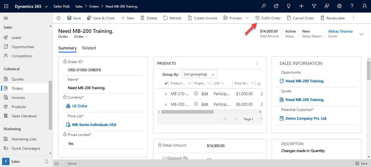 Learn About Sales Orders In Microsoft Dynamics 365