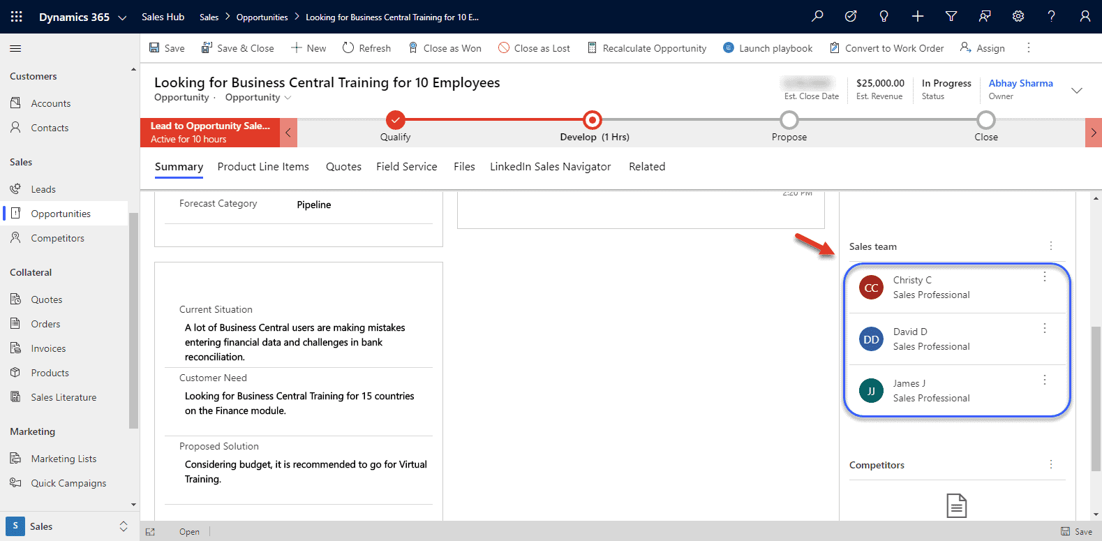 Track Stakeholders and Sales Team In Microsoft Dynamics 365