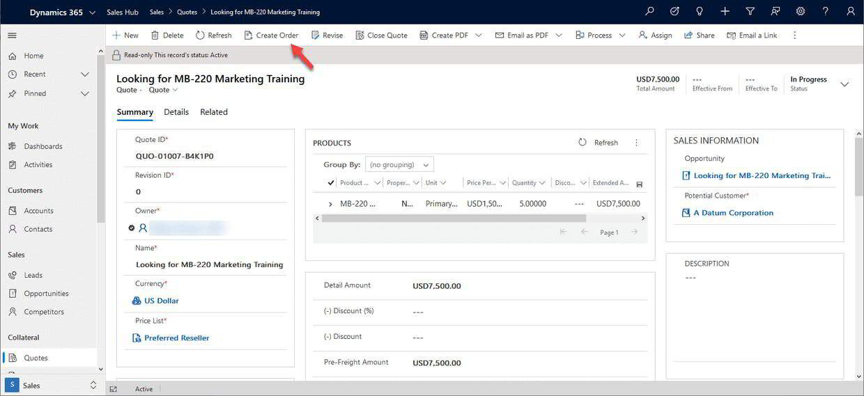 How To Convert Quotes to Orders In Microsoft Dynamics 365
