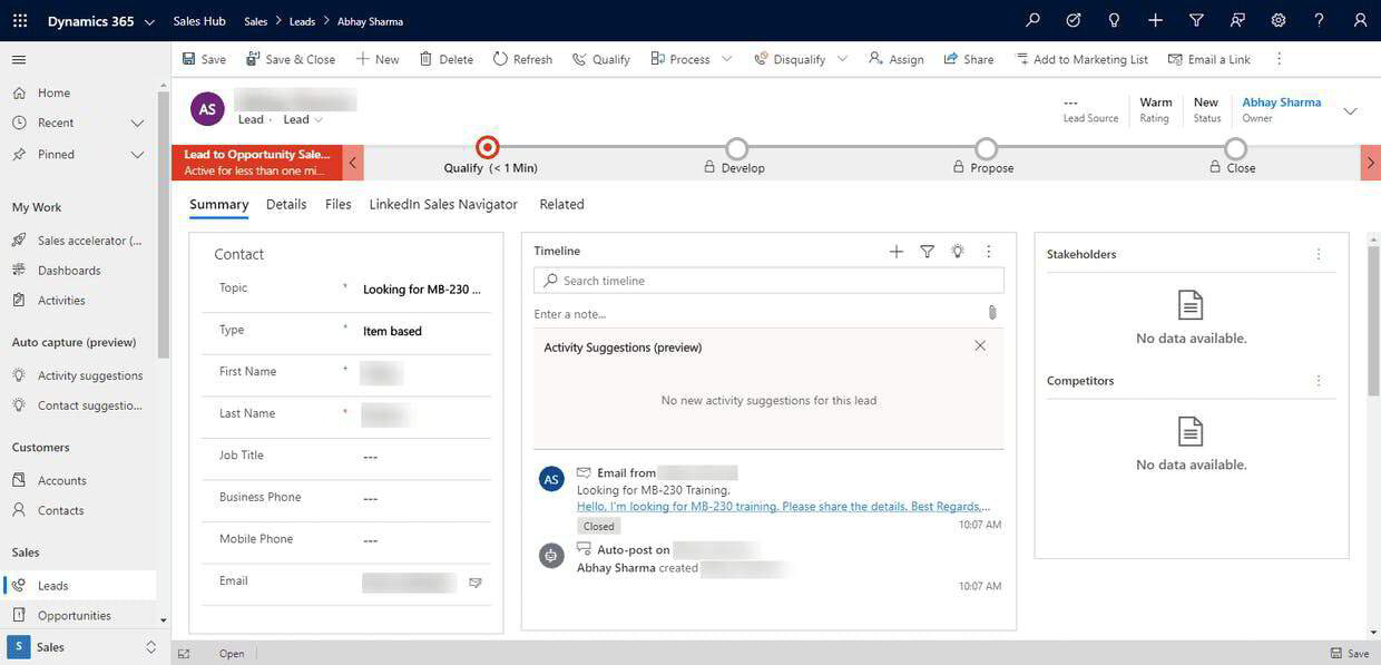 How To Create Leads In Microsoft Dynamics 365