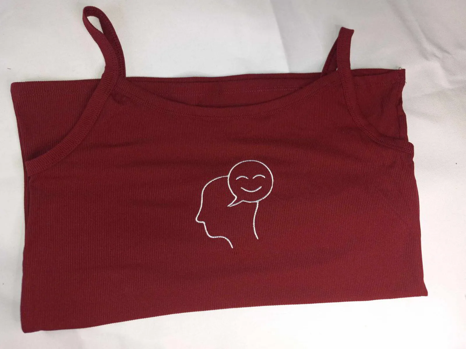 Think Positive embroidered Maroon Tank