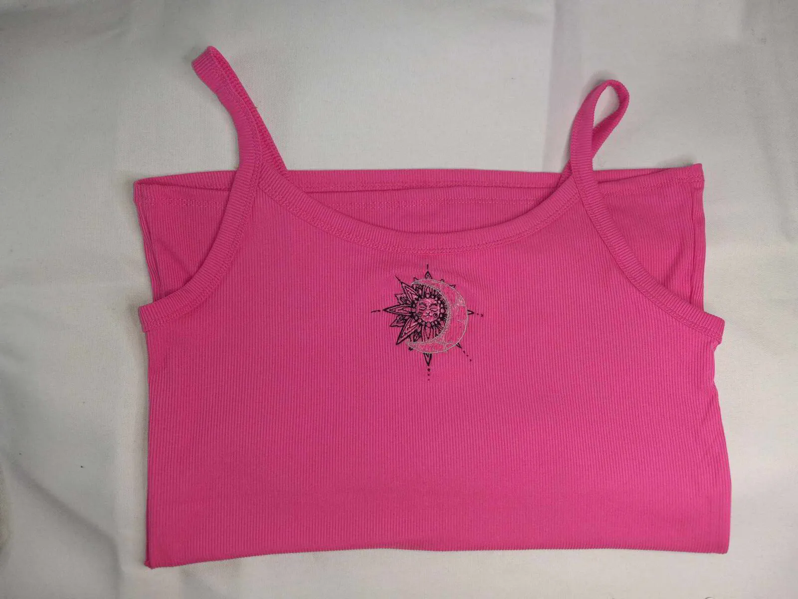 Sun/Moon embroidered Hot Pink Tank
