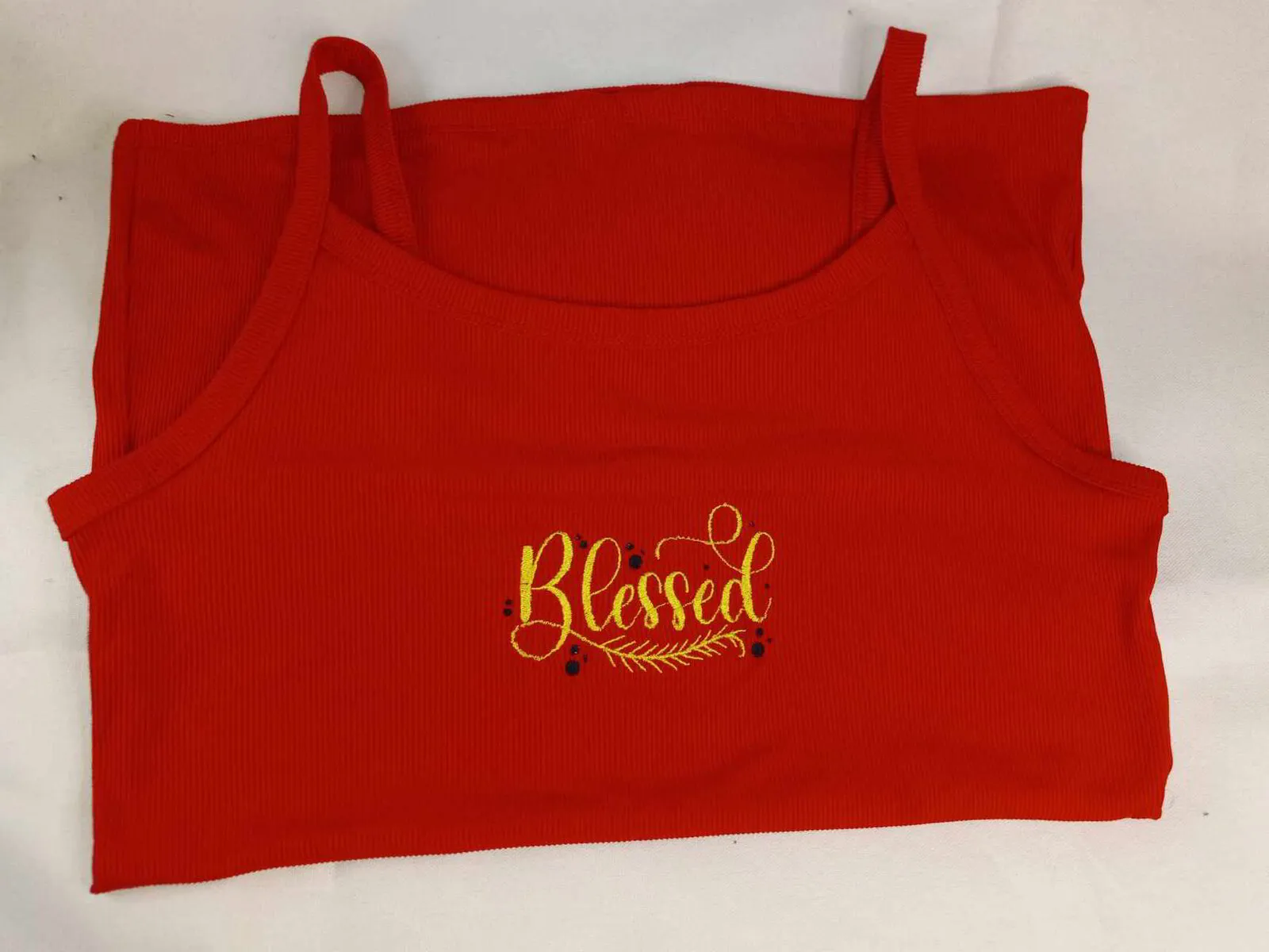 Blessed embroidered Red Tank