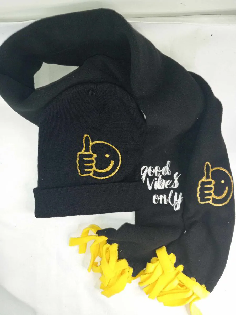 Good Vibes Only Embroidered Scarf Set