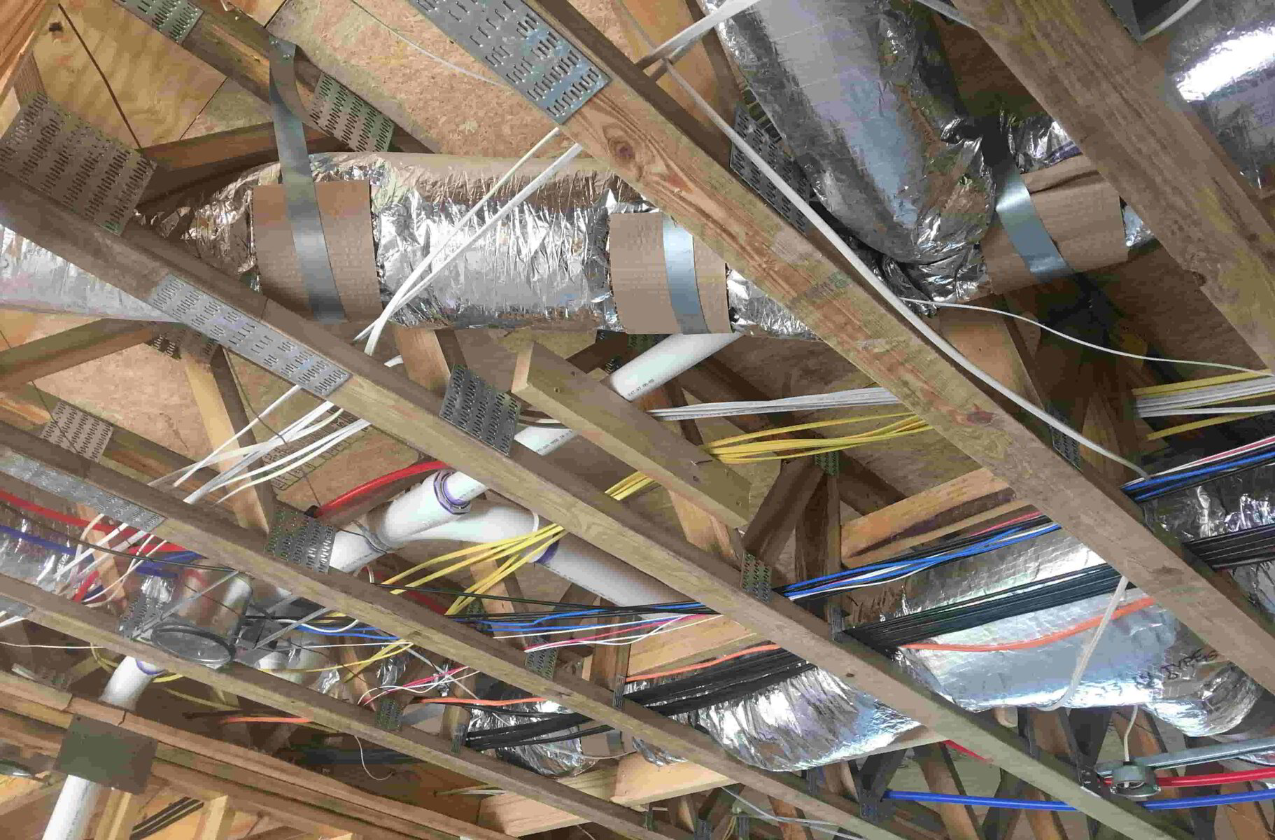 AC ducts in residential home attic