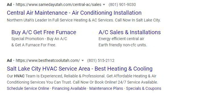 Google PPC Ads for HVAC