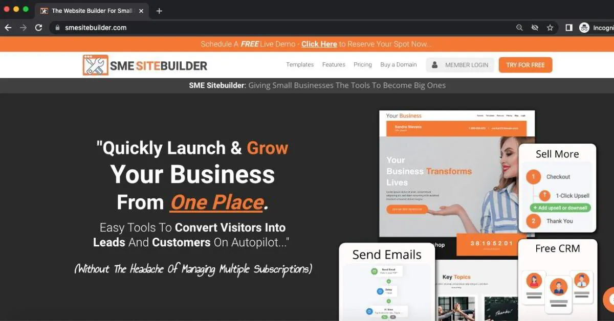 SME Sitebuilder home page