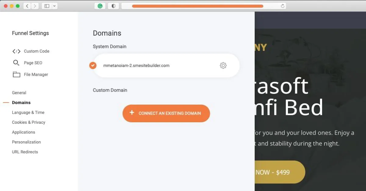 Step 7- Connect an existing domain to the Funnel.