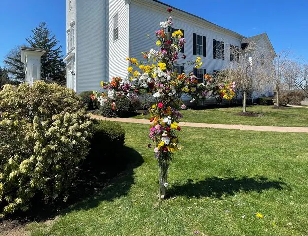 Cross with Easter Flowers