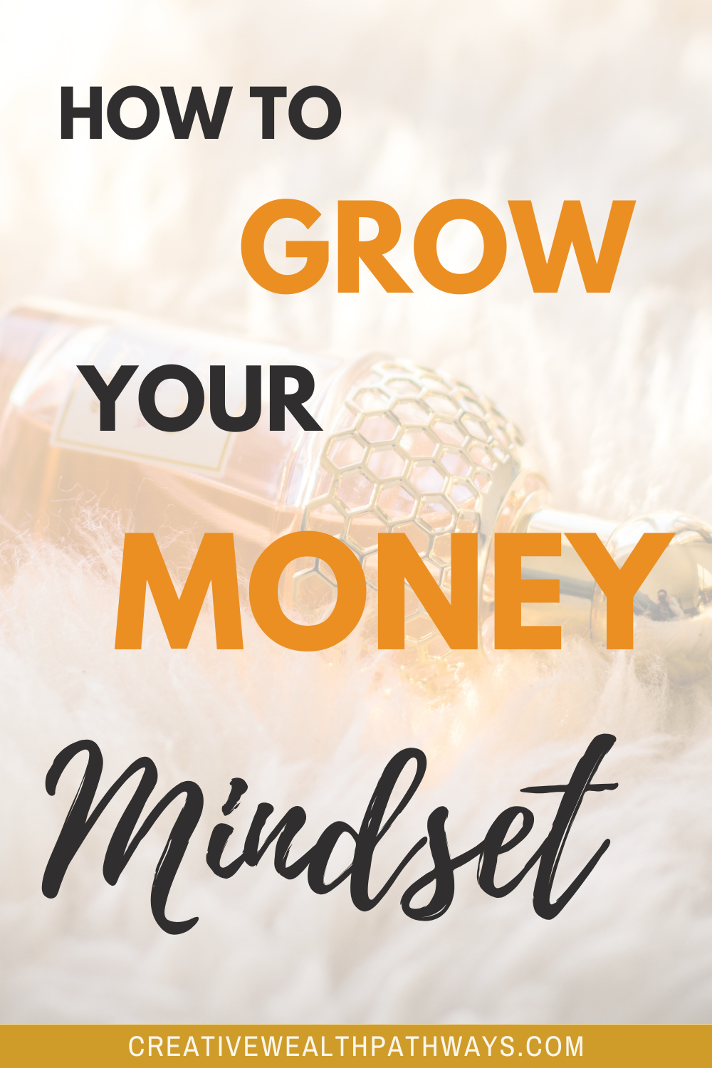 Flat lay of neutral-toned desk with journal, pen, and money mindset themed affirmations, styled to reflect clarity and focus on financial growth