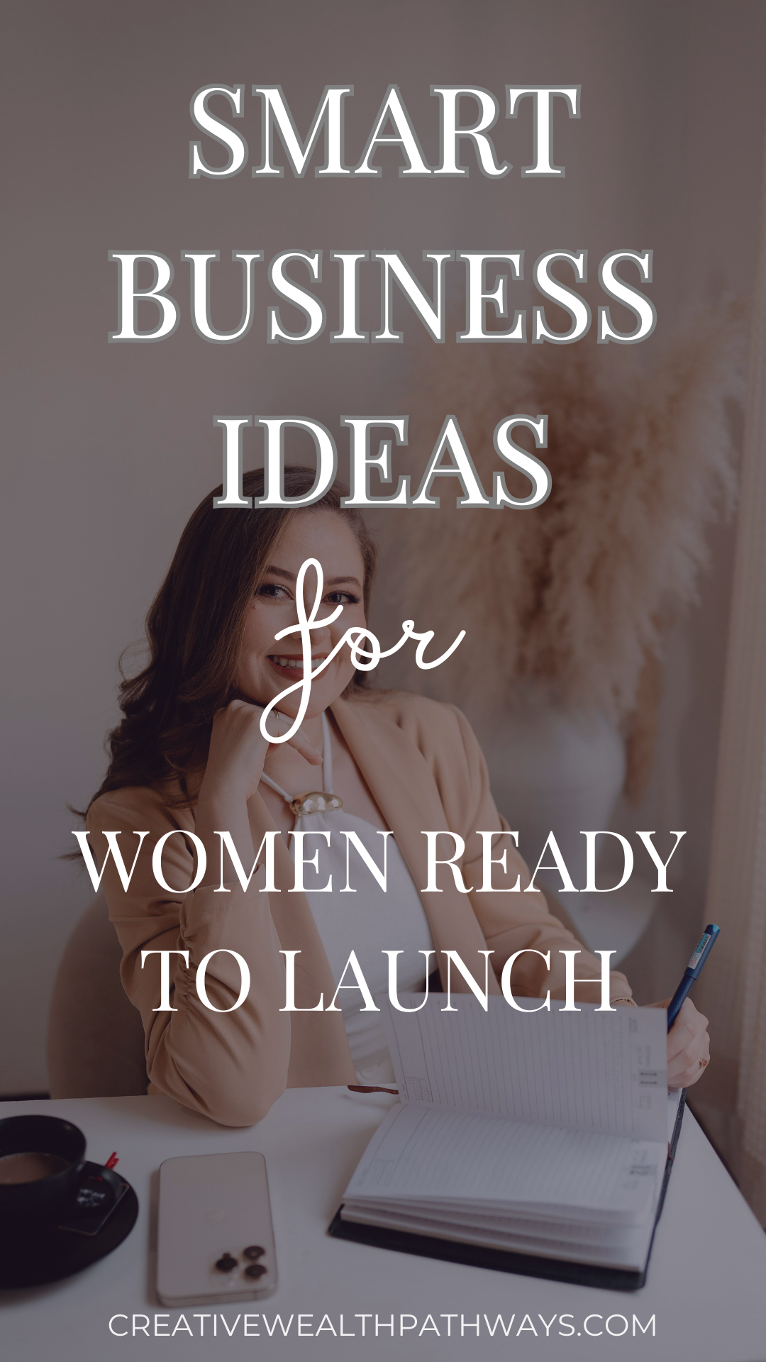 Feminine workspace flatlay with laptop, coffee, and planner, representing smart business ideas for women to build income online