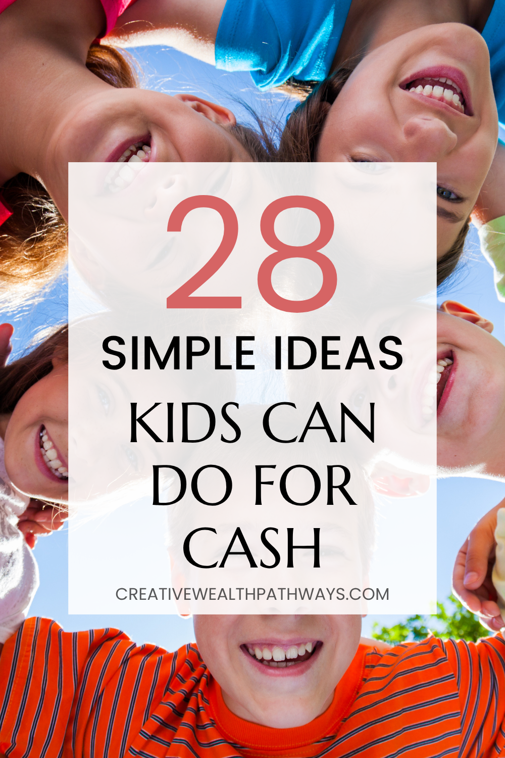 Happy kid holding a jar of coins and smiling beside a lemonade stand, representing fun ways for kids to earn money.
