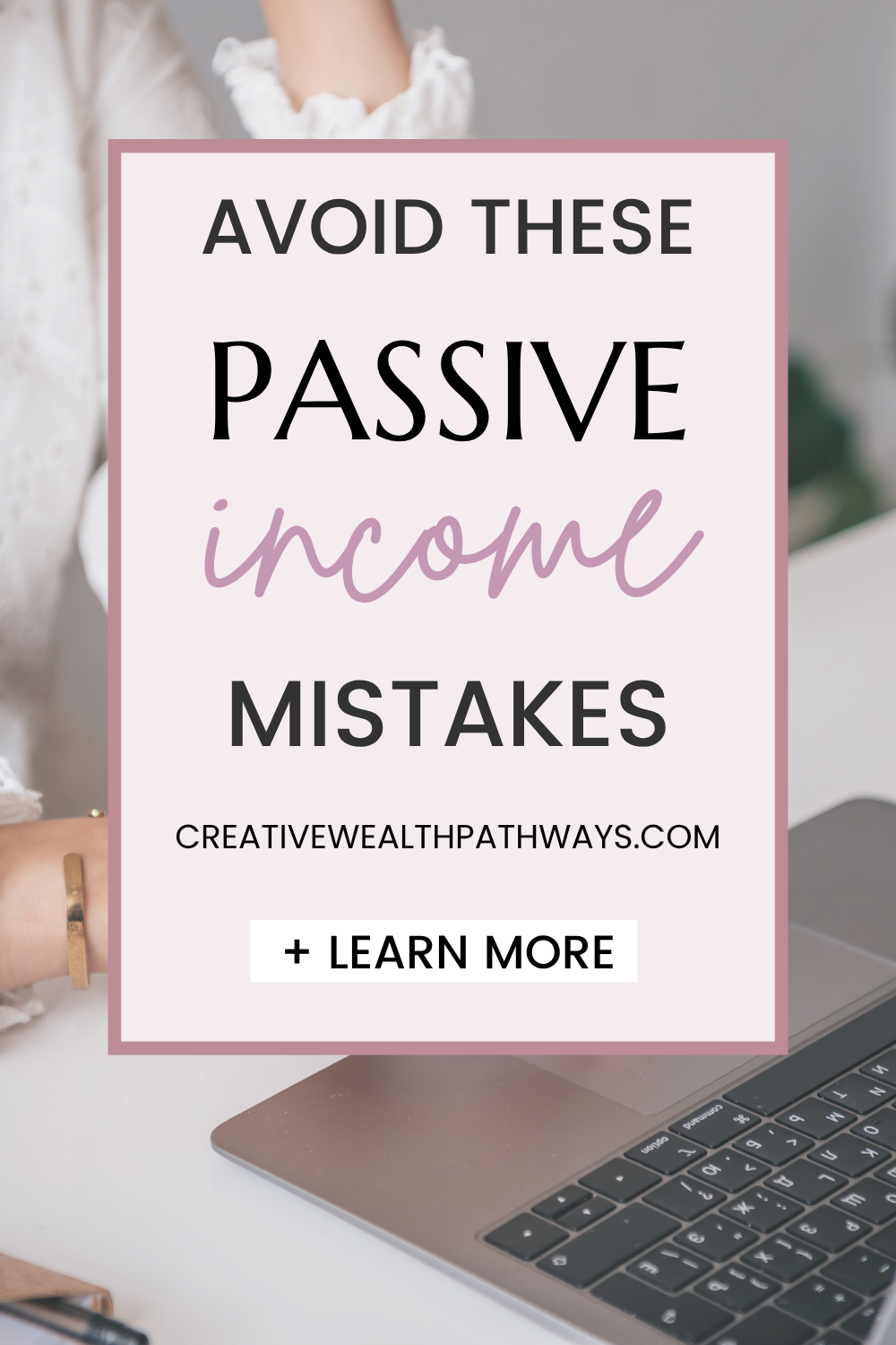 Modern workspace with laptop, coffee, and notepad showing notes about passive income strategies, representing learning how to avoid mistakes in online income.